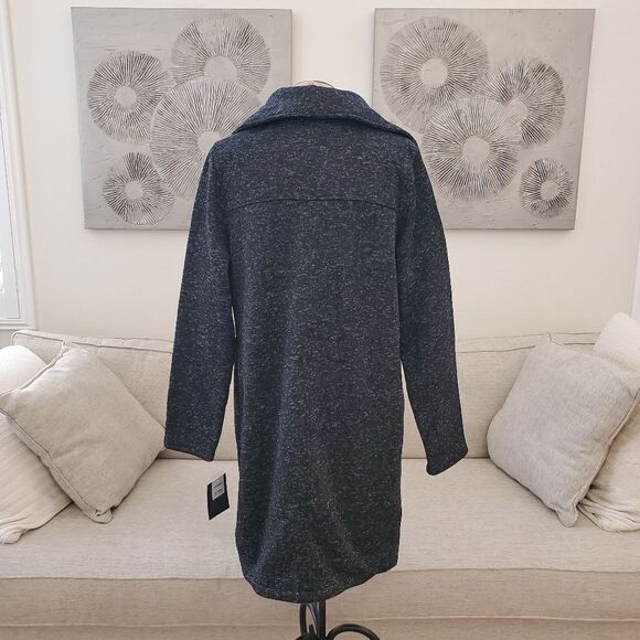 NEW! Steve Madden Shawl Collar Knit Long Coat - size Large in Black - Picture 10 of 15